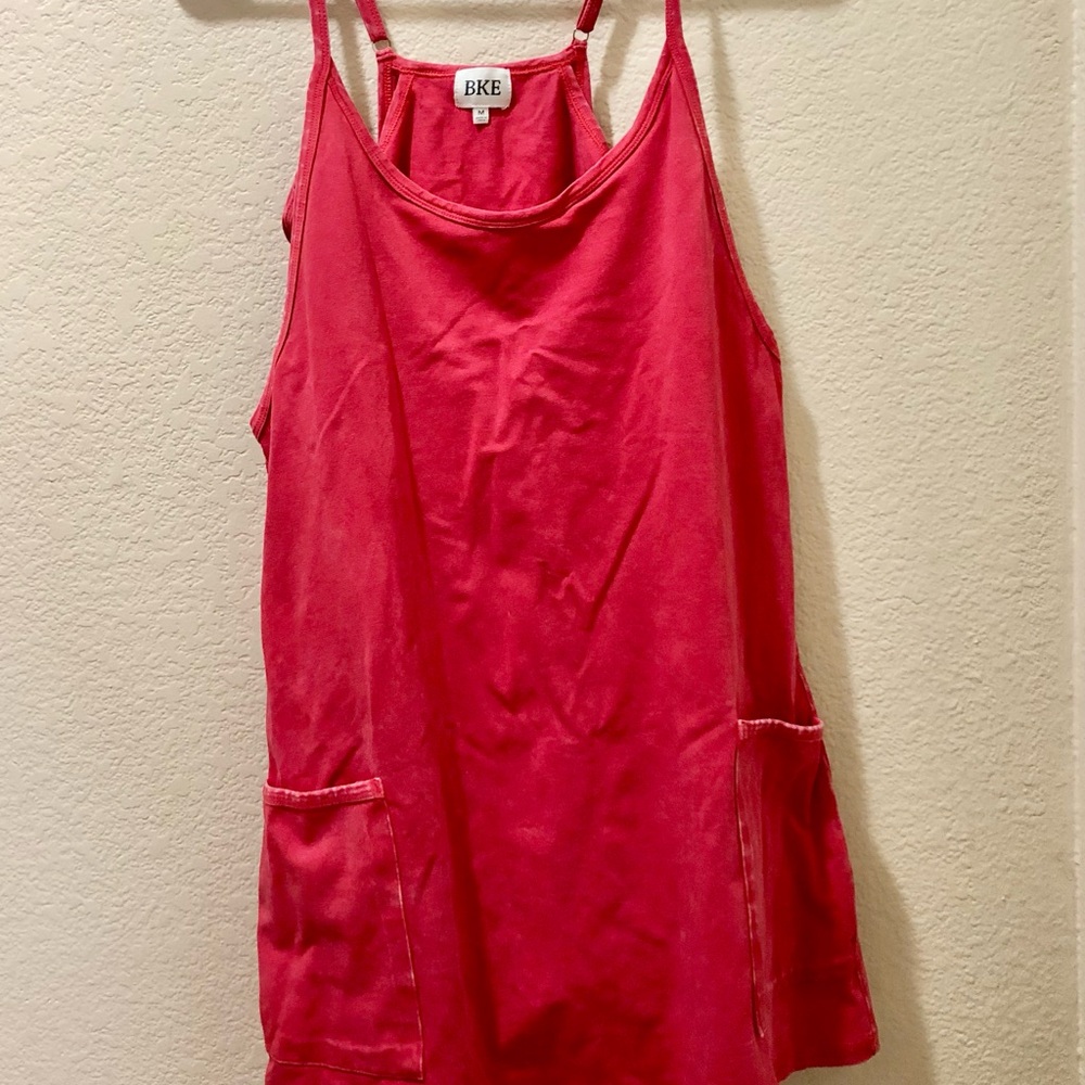 BKE from The Buckle Women's Bright Distressed Red Tank with Front Pockets